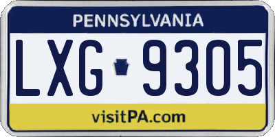 PA license plate LXG9305