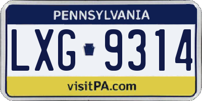 PA license plate LXG9314