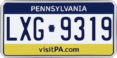 PA license plate LXG9319