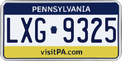 PA license plate LXG9325