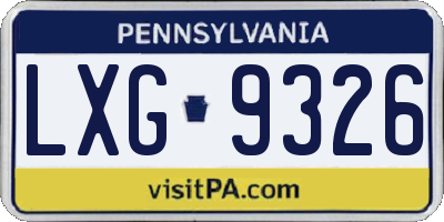 PA license plate LXG9326