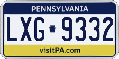 PA license plate LXG9332