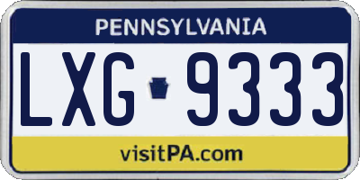 PA license plate LXG9333
