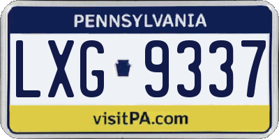PA license plate LXG9337