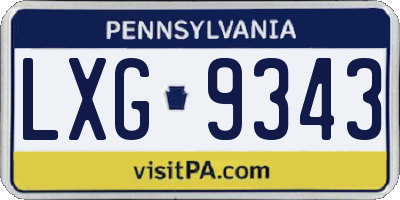 PA license plate LXG9343