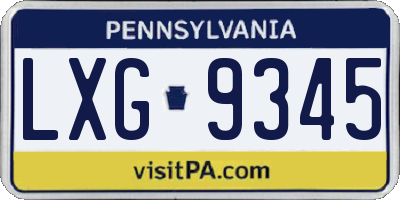 PA license plate LXG9345