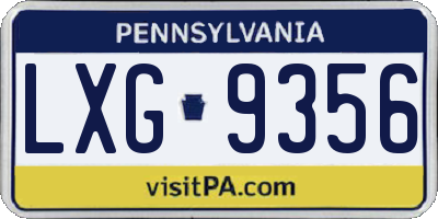 PA license plate LXG9356