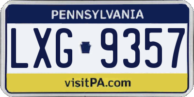 PA license plate LXG9357