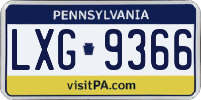 PA license plate LXG9366