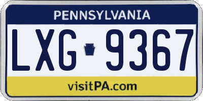 PA license plate LXG9367
