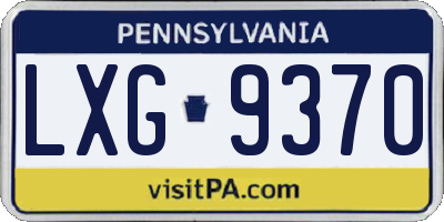 PA license plate LXG9370