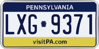 PA license plate LXG9371