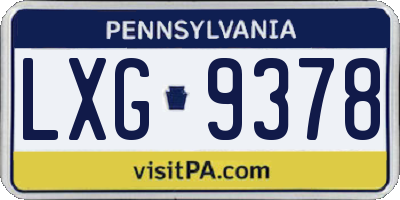 PA license plate LXG9378