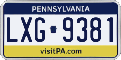 PA license plate LXG9381