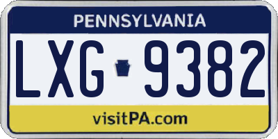 PA license plate LXG9382