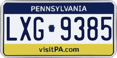 PA license plate LXG9385