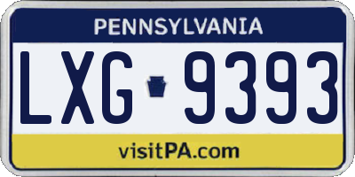 PA license plate LXG9393