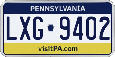 PA license plate LXG9402