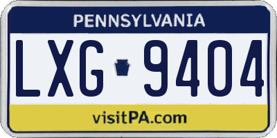 PA license plate LXG9404