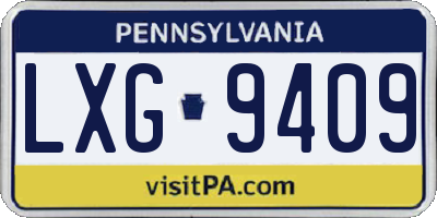 PA license plate LXG9409