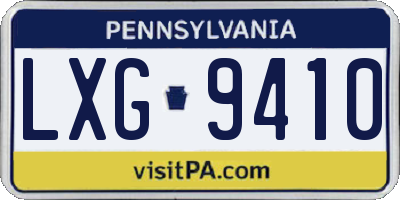 PA license plate LXG9410