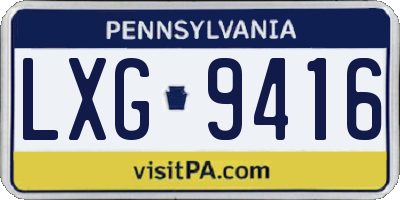 PA license plate LXG9416