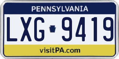 PA license plate LXG9419