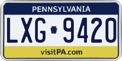PA license plate LXG9420