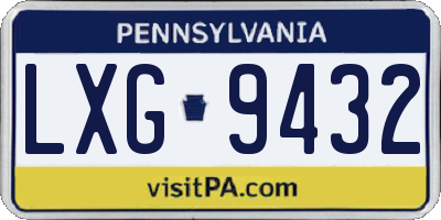 PA license plate LXG9432