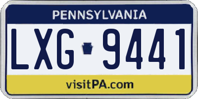 PA license plate LXG9441