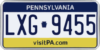 PA license plate LXG9455