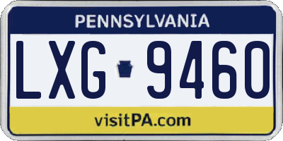 PA license plate LXG9460