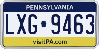 PA license plate LXG9463