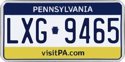 PA license plate LXG9465