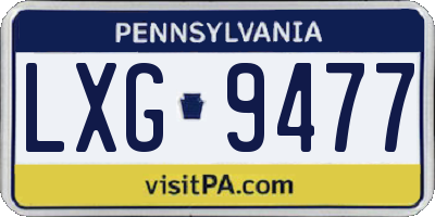 PA license plate LXG9477