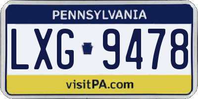 PA license plate LXG9478