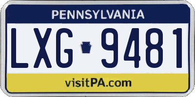 PA license plate LXG9481