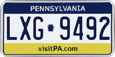 PA license plate LXG9492