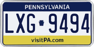 PA license plate LXG9494