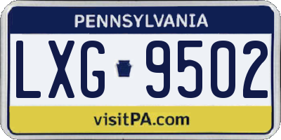 PA license plate LXG9502