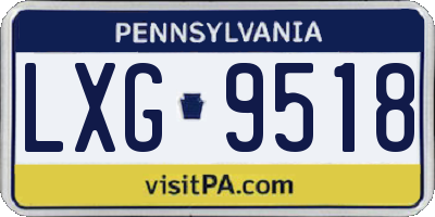 PA license plate LXG9518