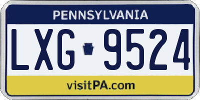 PA license plate LXG9524