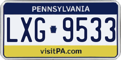 PA license plate LXG9533