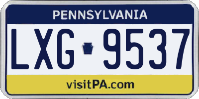 PA license plate LXG9537