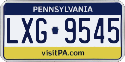 PA license plate LXG9545
