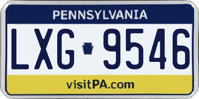 PA license plate LXG9546