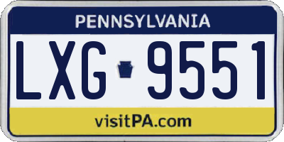 PA license plate LXG9551