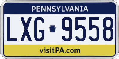 PA license plate LXG9558