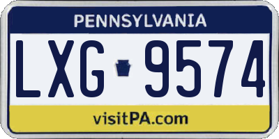 PA license plate LXG9574