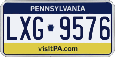 PA license plate LXG9576